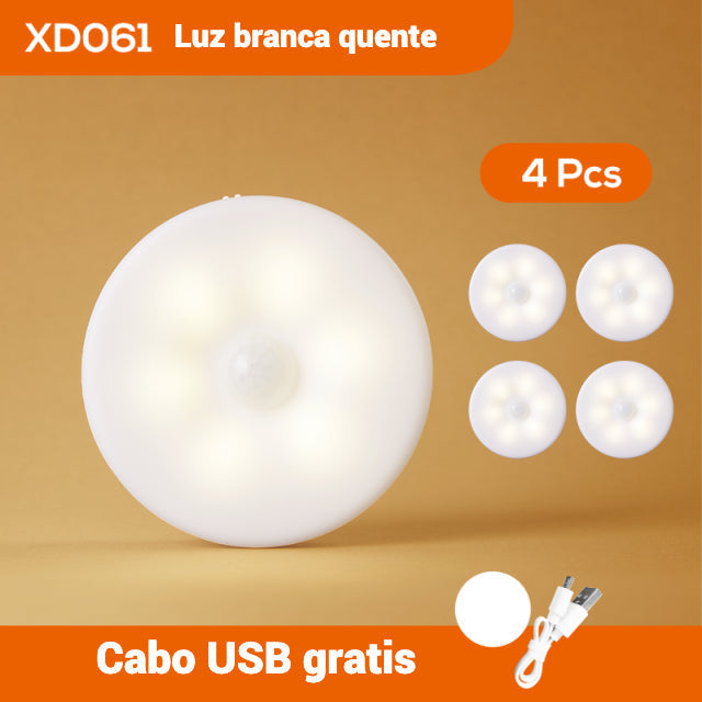 Lâmpada Inteligente Com Sensor de Movimento e Carregamento USB  Para Decoração de Quarto