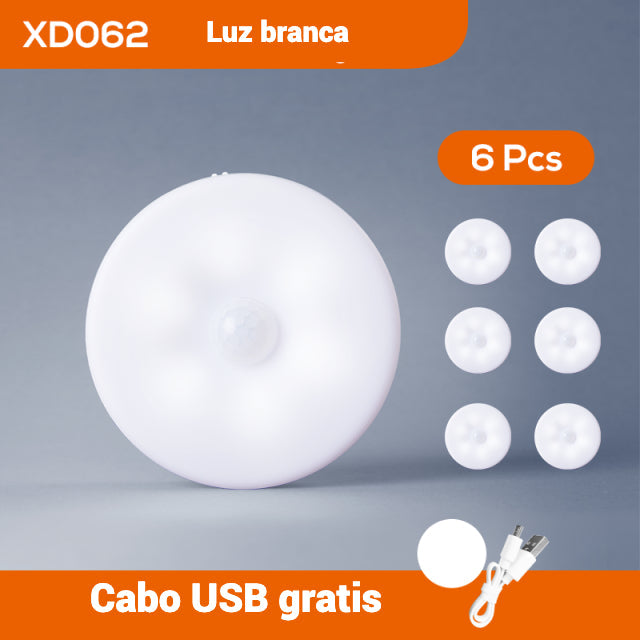 Lâmpada Inteligente Com Sensor de Movimento e Carregamento USB  Para Decoração de Quarto