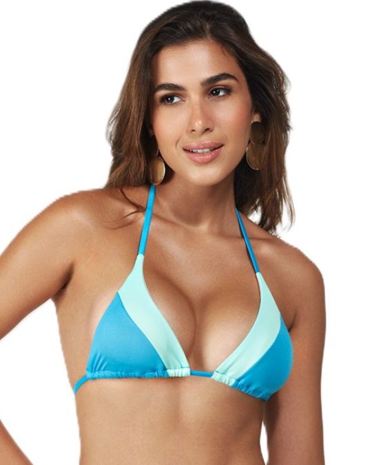 Biquini Glow Up Color, Top Triângulo, Calcinha Fio Dental com amarrações